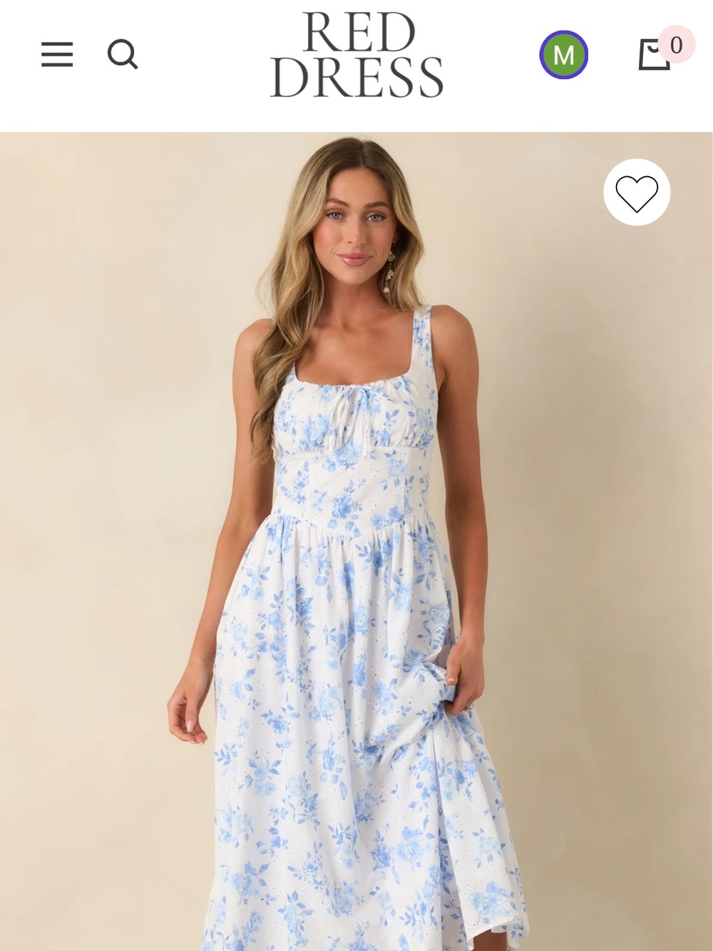 Red Dress Boutique Blue Floral Square-Neck Midi Dress